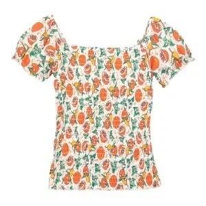 2022 Disney Parks Vault Collection Orange Bird Smocked Ruffled Shirt XS